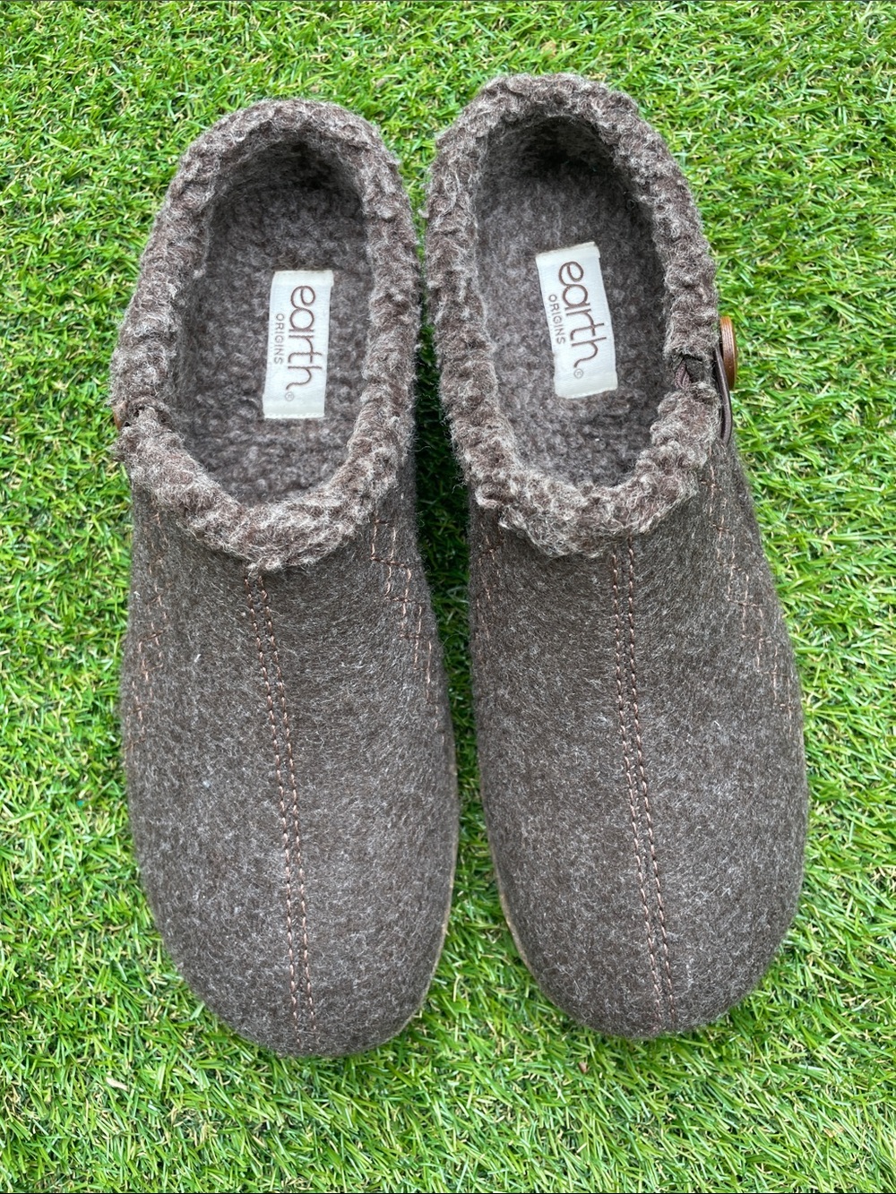 Earth Origins Chocolate Brown Felted Slip-On Clogs